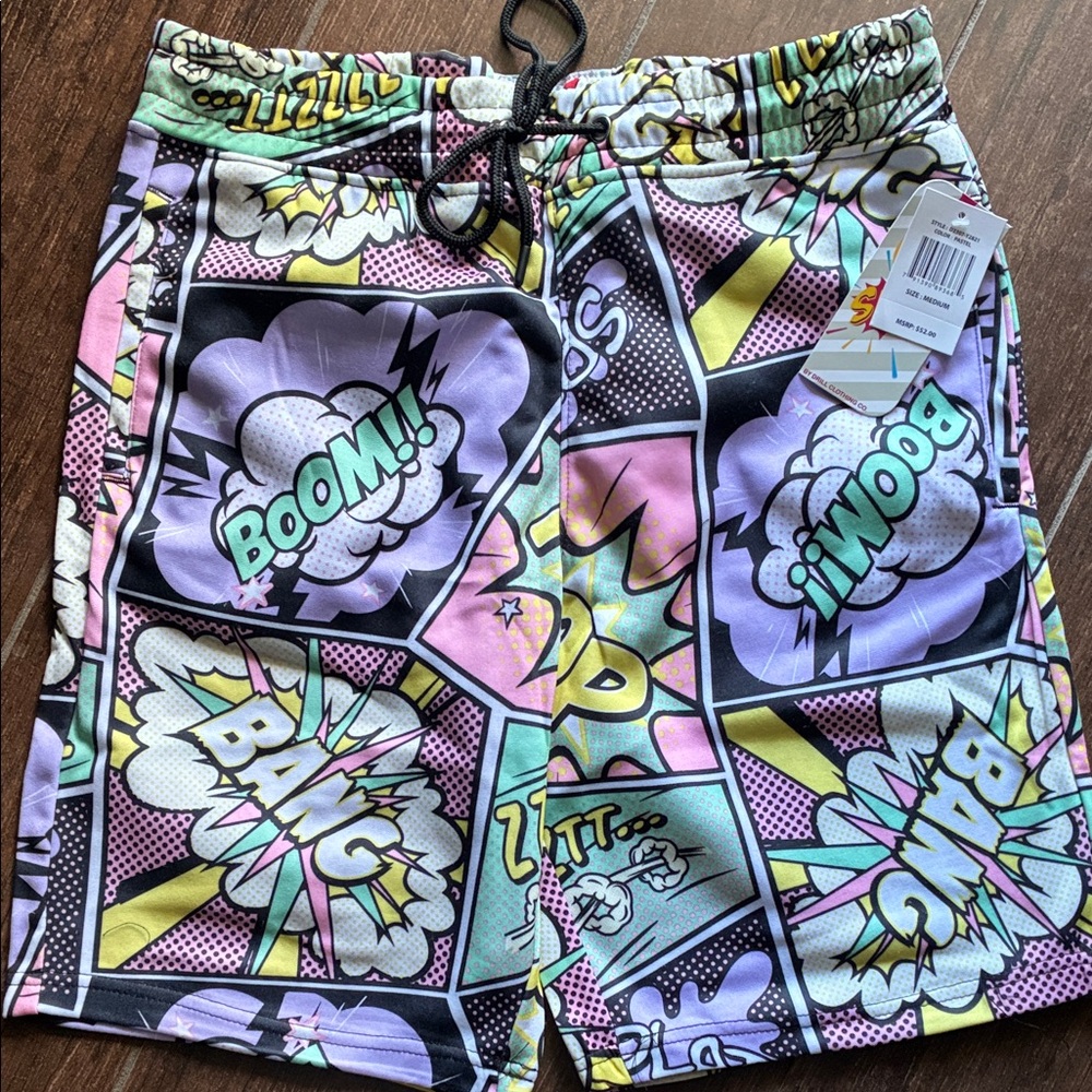 Brand New Comic Print Board Shorts. Men’s medium